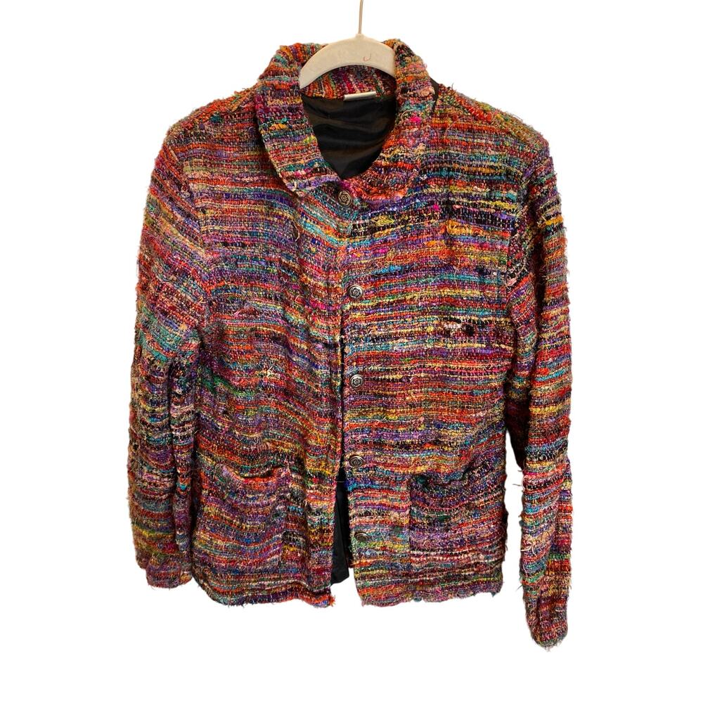 VINTAGE X PARSLEY & SAGE Silk Artsy Art to Wear Rainbow Blazer Small